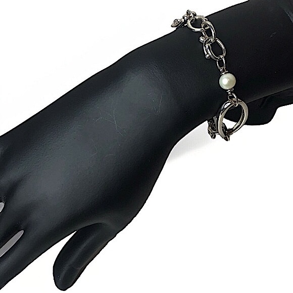 MICHAEL DAWKINS Sterling Silver Caviar Pearl Starry Night Link Toggle Bracelet - Picture 11 of 16